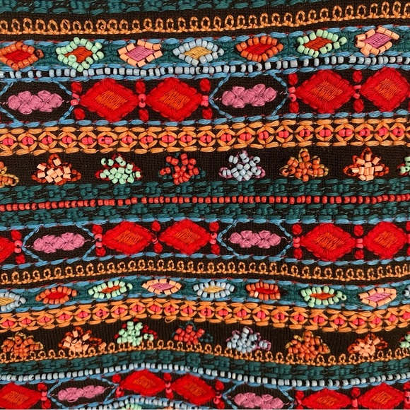 Zara Knit Beaded Embroidered Crop Boho Tank Top Zip Black Small Boho Festival - Picture 5 of 9